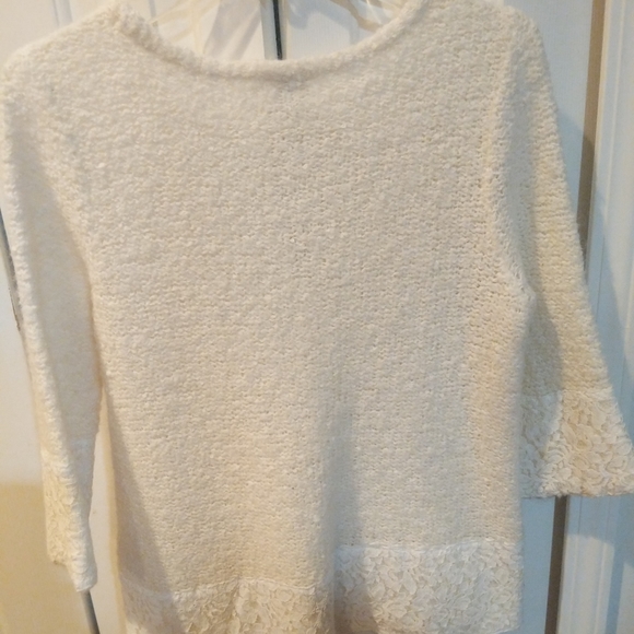 Chicos Jasmine Lace Trim Romantic Pullover Tunic Sweater Size 2 - Picture 10 of 16